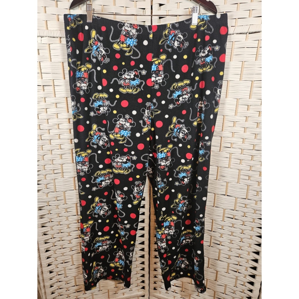 Disney Womens 2X Pajama Pants Black Mickey & Minnie Mouse Casual Loungewear - Picture 1 of 9